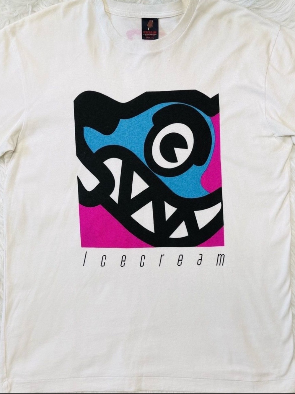 Vintage ICE CREAM Classic RUNNING DOG White Graphic T-Shirt - RARE - Pharrell